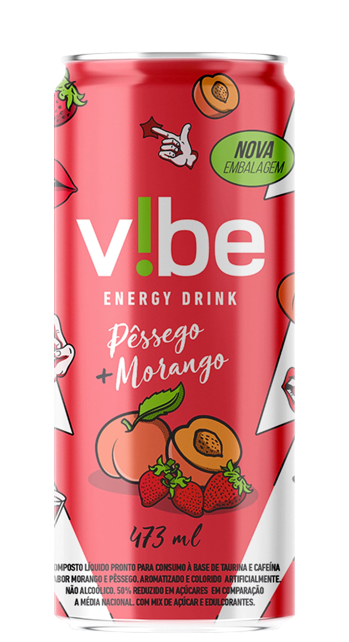 Energético Vibe Pêssego Morango 473ml Imigrantes Bebidas 5502