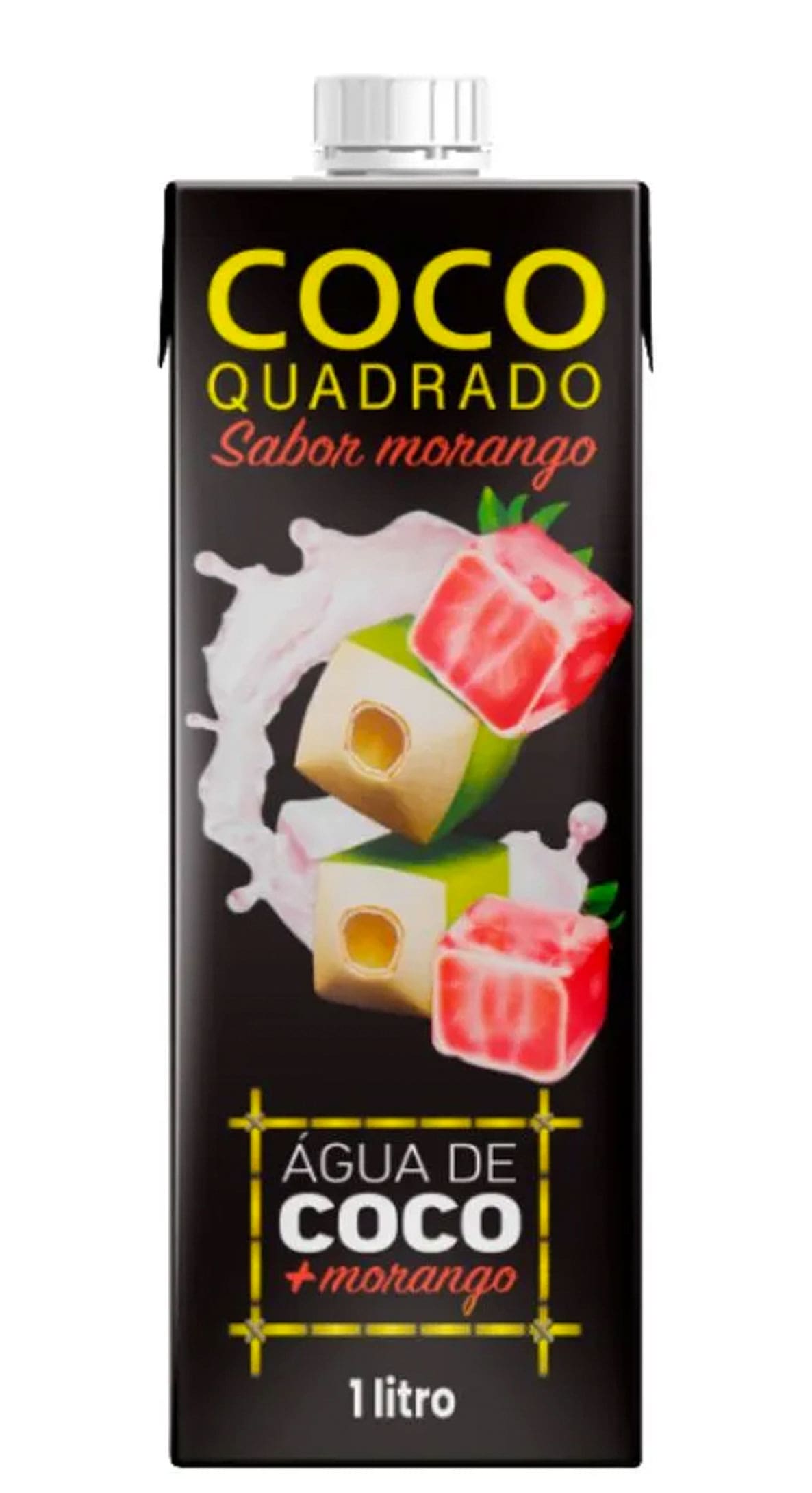 Água de Coco - Coco Quadrado 1L Sabor Morango (Caixa com 12 unidades) - Coco  Quadrado